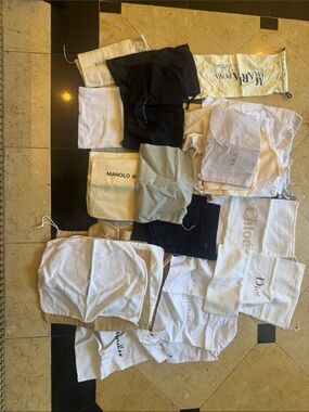 Multiples Shoe Dust Bag Lot in White, Black, Cream, Tan